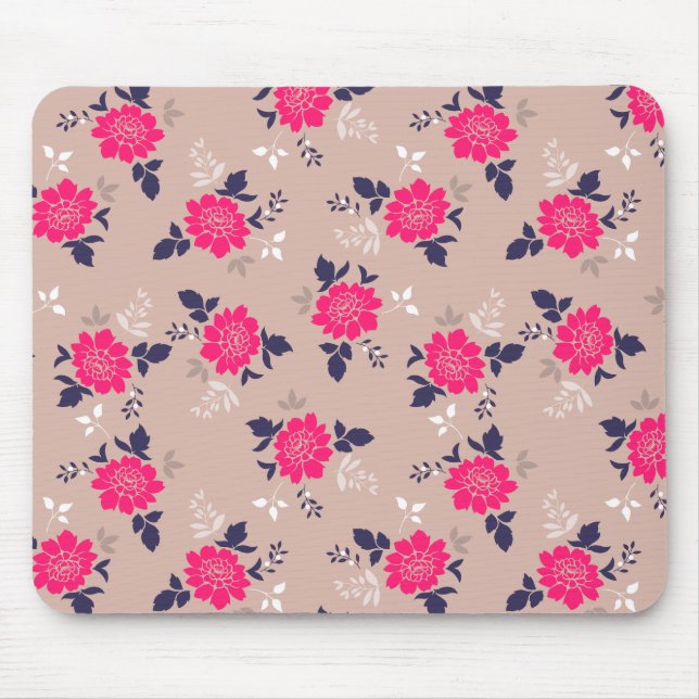 Modern Pink Floral Pattern Mouse Pad (Front)