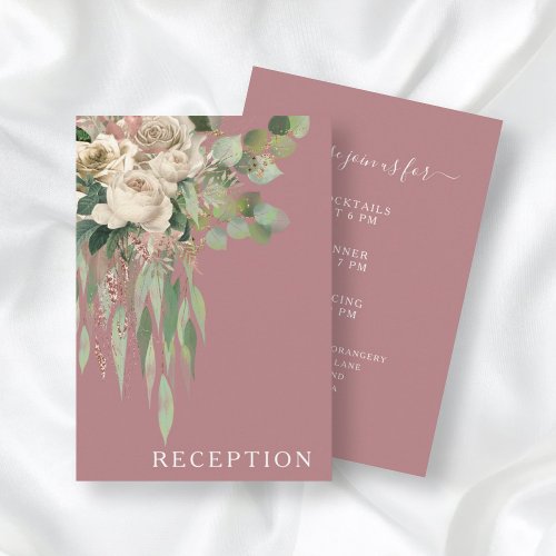 Modern Pink Floral Peonies Wedding Reception Enclosure Card