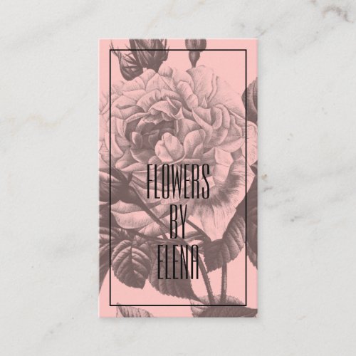Modern pink floral rose flowers girly chic florist business card