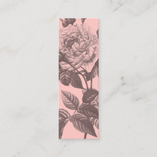 Modern pink floral rose flowers girly chic florist mini business card