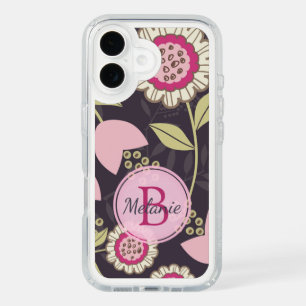 Modern Pink Floral Tulip Pattern Personalised iPhone 16 Case