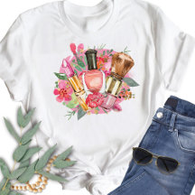 Modern Pink Floral Watercolor Beauty Makeup Artist