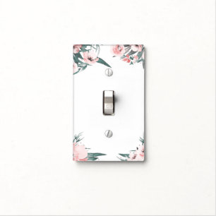 Modern Pink Floral Watercolor Chic Elegant Tropics Light Switch Cover