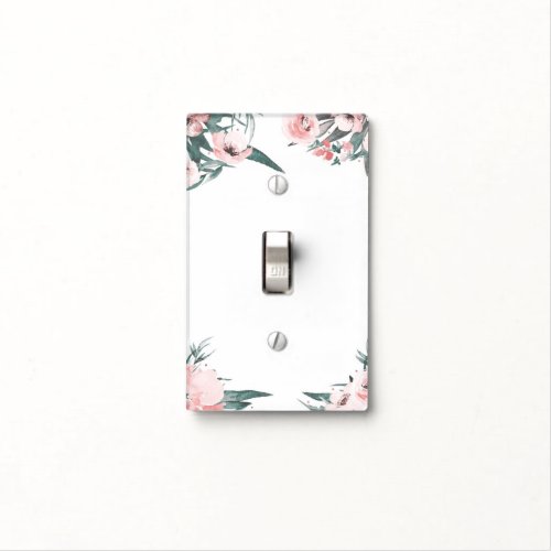 Modern Pink Floral Watercolor Chic Elegant Tropics Light Switch Cover