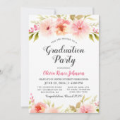 Modern Pink Floral Watercolor Graduation Party Invitation (Front)