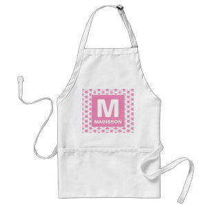Modern Pink Floral Watercolor Monogram Custom Adult Apron
