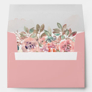 Modern pink floral wedding details envelope