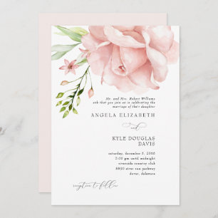 Modern Pink Floral Wedding Invitation