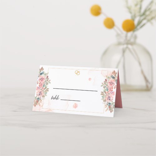Modern pink floral wedding  place card