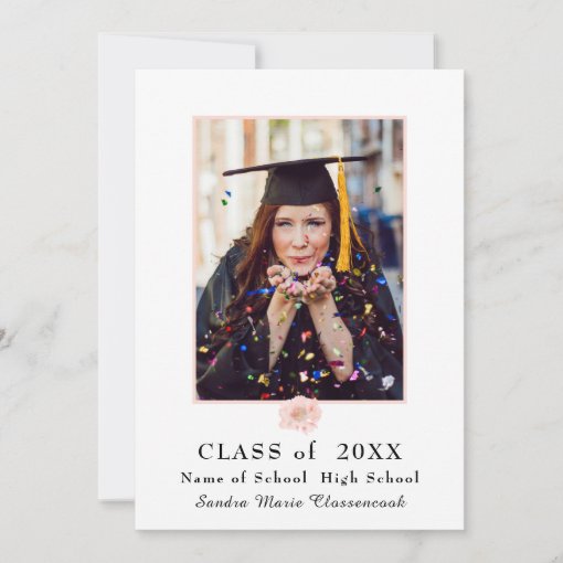 Modern, Pink Flower floral graduation announcement | Zazzle