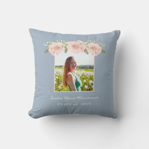 Modern, Pink Flower floral graduation class 2021 T Throw Pillow