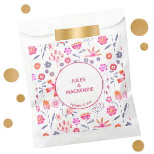 Modern Pink Flower Garden Boho Favor Bag