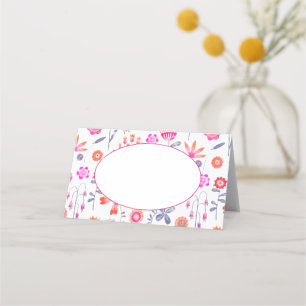 Modern Pink Flower Garden Boho Place Card