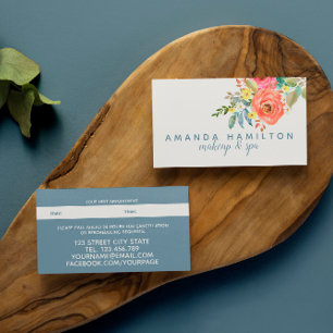 Modern Pink Flowers Bloom Watercolor Appointment Card