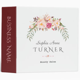 Modern Pink Flowers Business Branding 3 Ring Binder