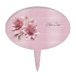 Modern Pink Flowers Cake Topper