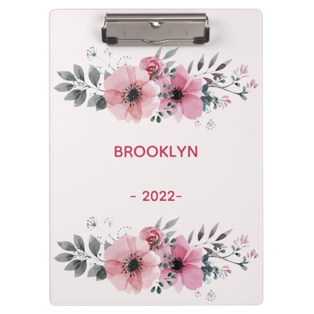 Modern Pink Flowers  Clipboard (Front)