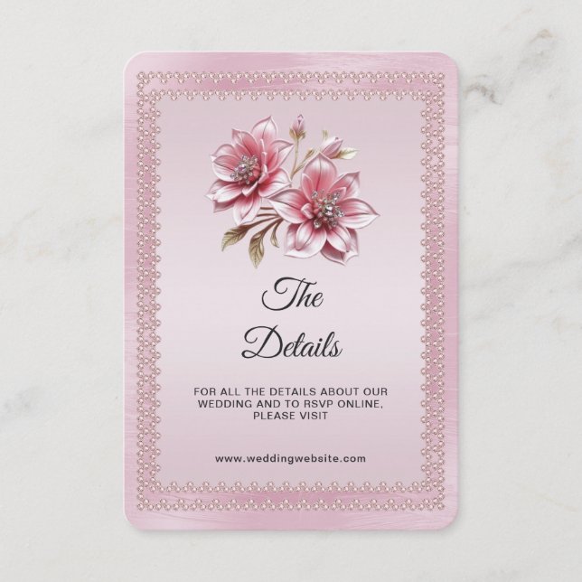 Modern Pink Flowers Detail Enclosure Card (Front)