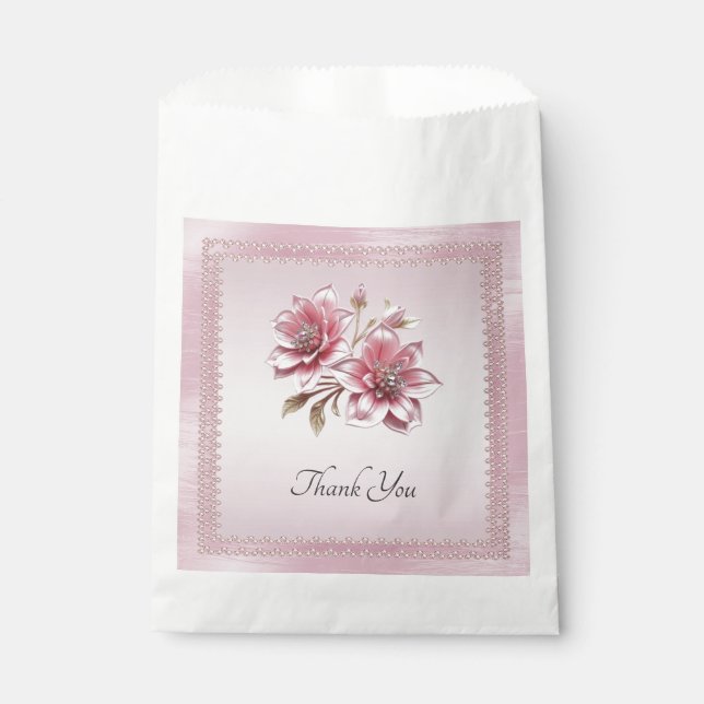 Modern Pink Flowers Favor Bag (Front)