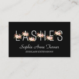 Modern Pink Flowers Letter EyeLash Extensions Business Card