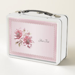 Modern Pink Flowers Lunchbox