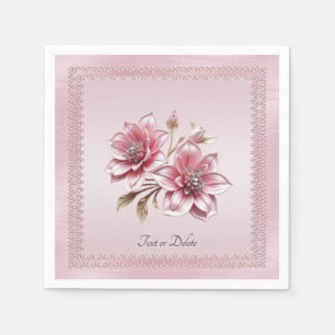 Modern Pink Flowers Napkins