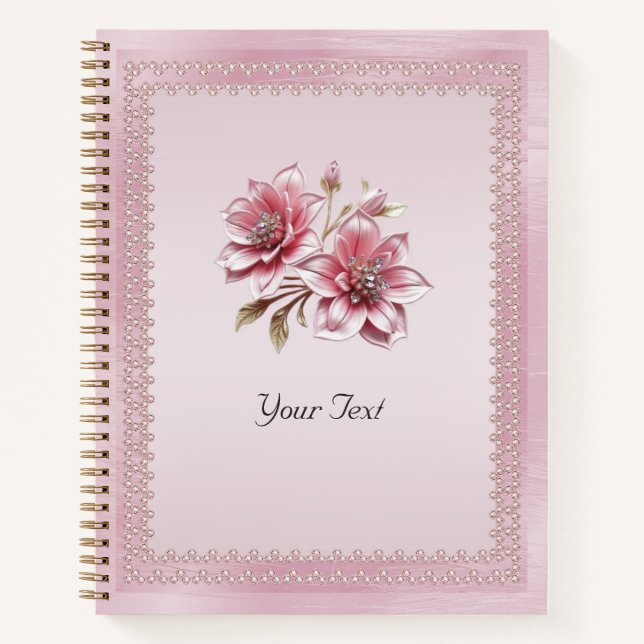 Modern Pink Flowers Notebook (Front)