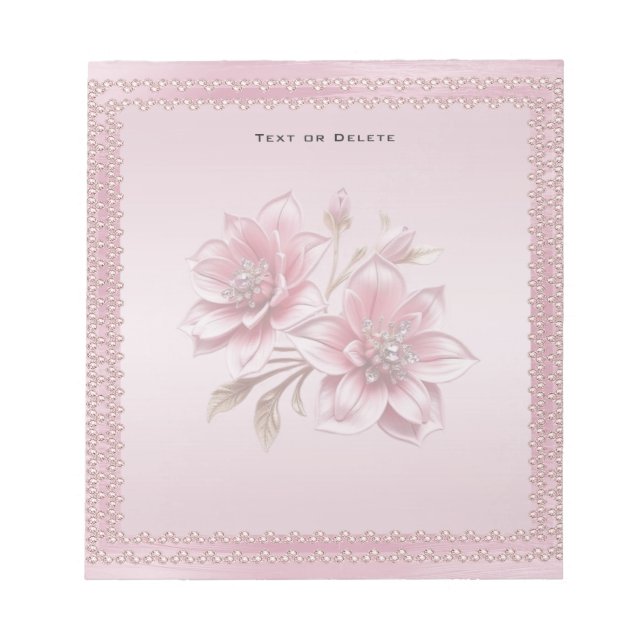 Modern Pink Flowers Notepad (Front)