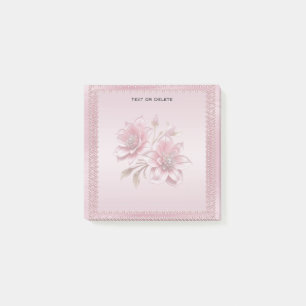 Modern Pink Flowers Post it Notes
