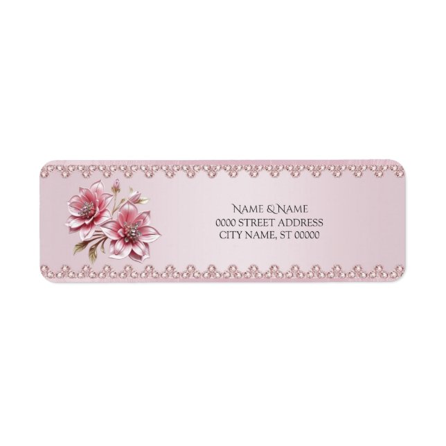 Modern Pink Flowers Return Address Label (Front)