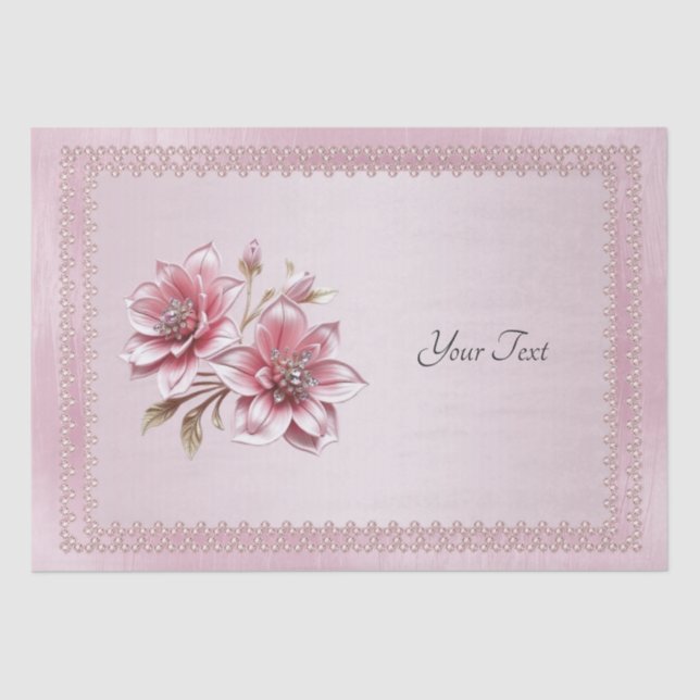 Modern Pink Flowers Tissue Paper (Front)
