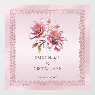 Modern Pink Flowers Wedding Floor Decal