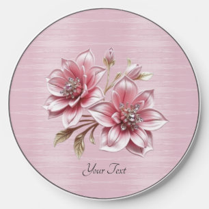 Modern Pink Flowers Wireless Charger