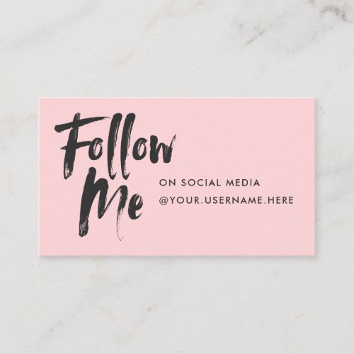 Modern pink follow me photo social media minimal business card