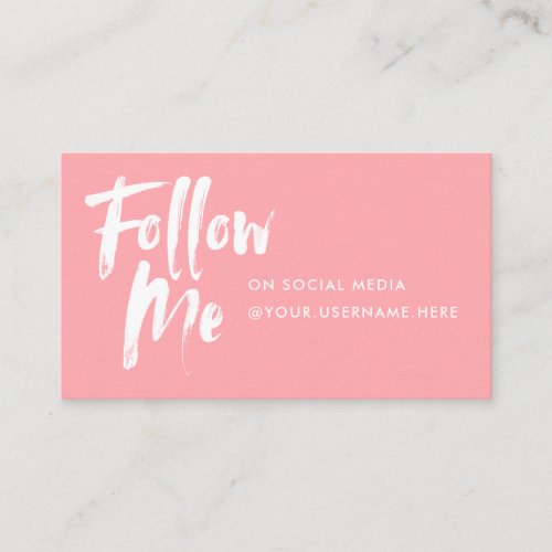 Modern pink follow me photo social media minimal business card