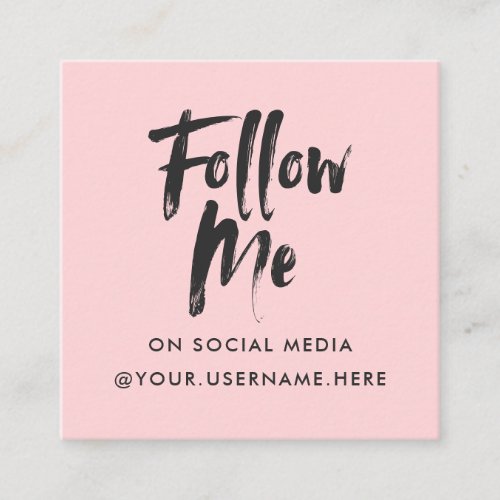Modern pink follow me photo social media minimal square business card