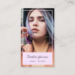 Modern pink frame actor model singer dancer photo business card