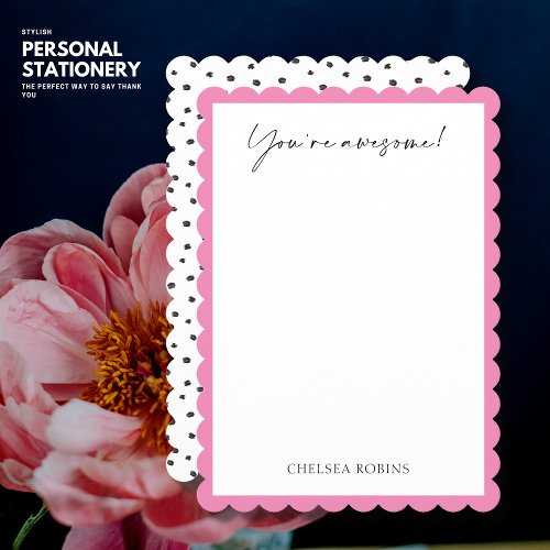 Modern Pink Fun Youre Awesome Thank You Card