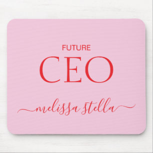 Modern Pink Future CEO Name Best Girly Gift Mouse Pad