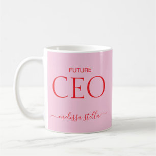 Modern Pink Future CEO Name   Girly Gift Coffee Mug