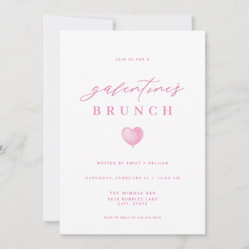 Modern Pink Galentines Day Brunch Invitation