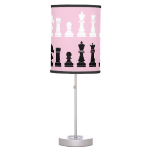 Modern Pink Geometric Chess Piece Game Black Table Lamp