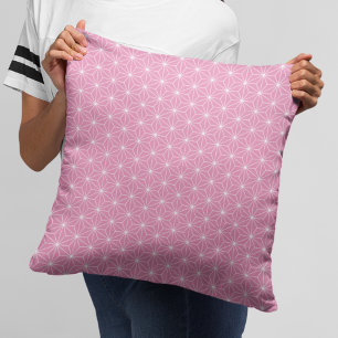 Modern Pink Geometric Japanese Pattern Throw Pillow