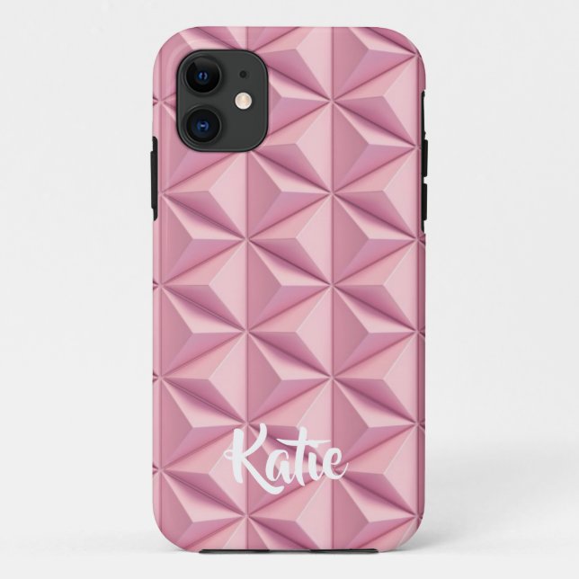  Modern Pink Geometric Shapes volume 3D Name  Case-Mate iPhone Case (Back)