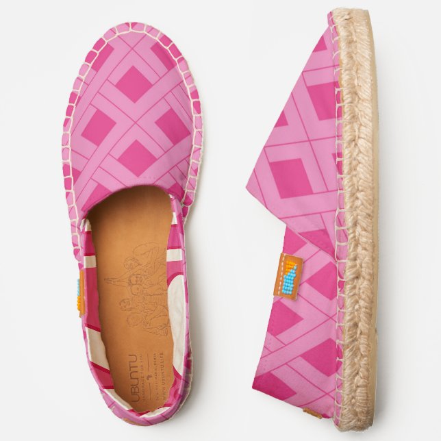 Modern Pink Geometric Summer Abstract Pattern Espadrilles (Side)