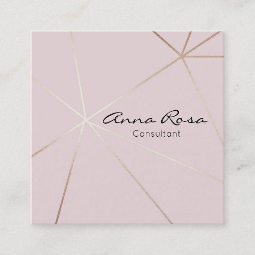  Modern Pink Geometric Trendy Rose Gold Foil Square Business Card