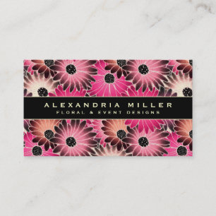 Modern Pink Gerbera Daisy Floral Business Card
