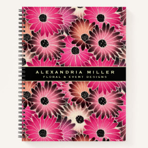 Modern Pink Gerbera Daisy Floral   Personalized Notebook