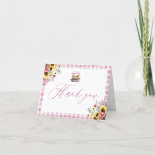 Modern Pink Gingham Fresh Off The Market Thank You Card