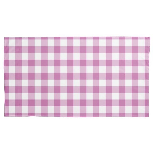 Modern Pink Gingham Pattern Pillow Case (Front-Left)